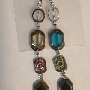 Long Multi-color Earrings, Long Earrings, Multi-color Earrings, Metal ...