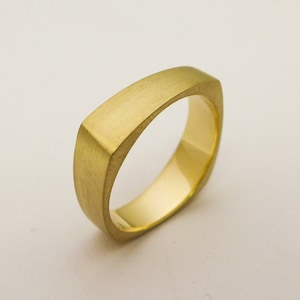 Unique Square  Wedding Ring for Men and Women Handmade of 14K / 18K  Brushed Solid Gold, Modern Wedding Band Ring, Wide Geometric Gold Ring