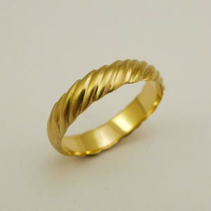 Unique Wedding Band Ring for Men and Women Handmade of 14K / 18K Solid Gold,  Wide Brushed Yellow / White / Rose Gold Engraved Ring
