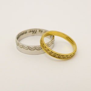 His and Hers Wedding Bands Set Matching Couple Waves Wedding - Etsy