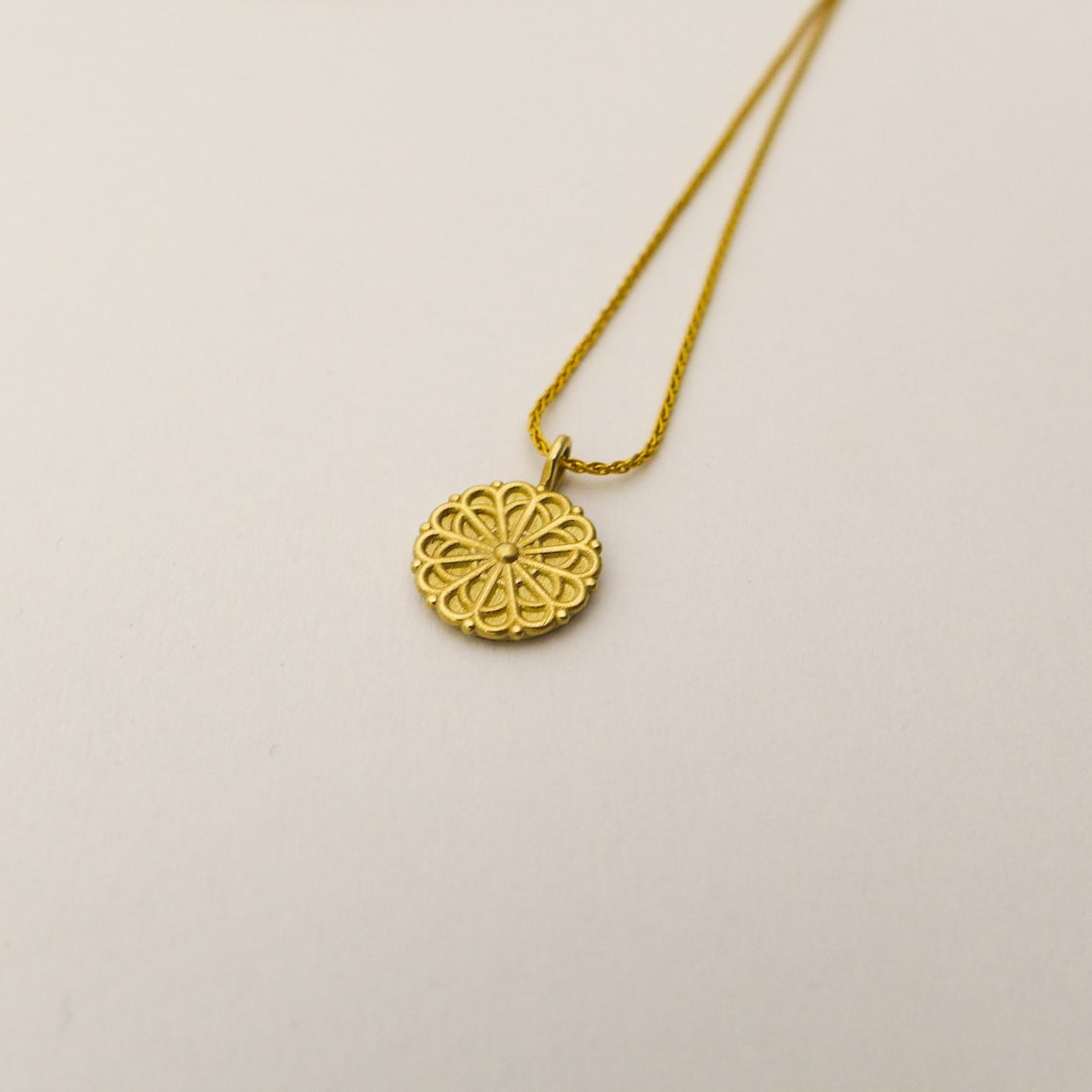 Dainty Mandala Pendant Necklace for Women made of 14K / 18K | Etsy