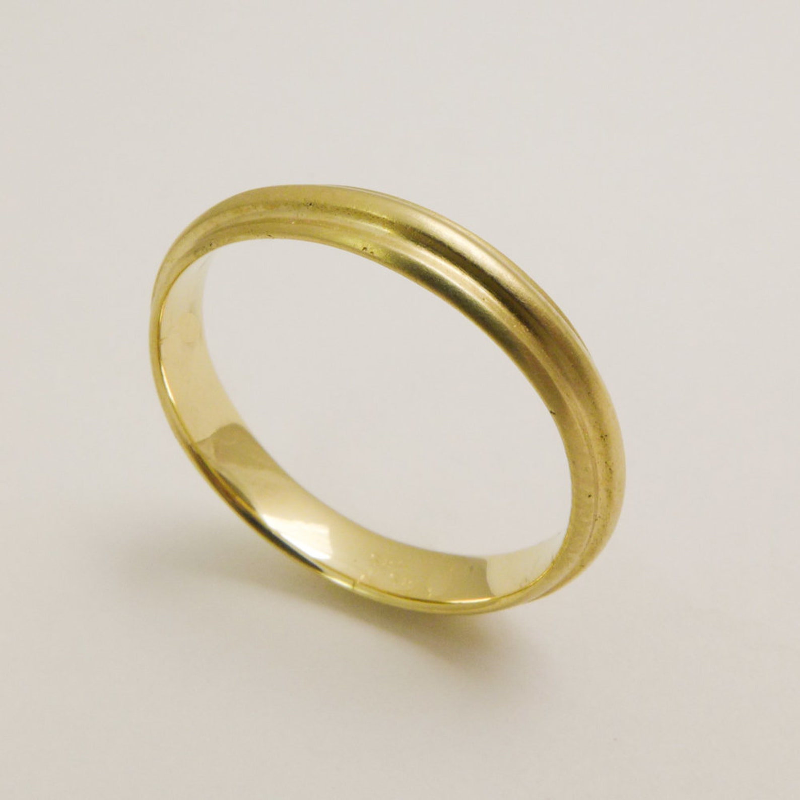 Vintage Style Gold Wedding Band Simple Brushed Gold Wedding Etsy