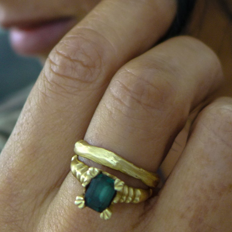 White Gold Rustic Wedding Band, Natural Wedding Ring for Men and Women ...