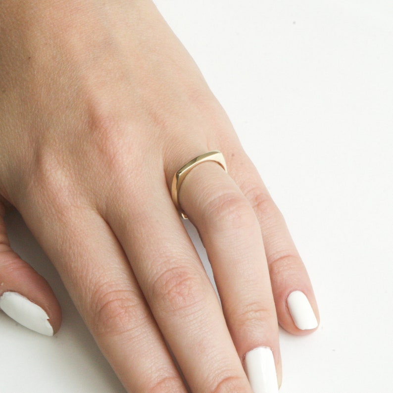 14K / 18K Solid Gold Square Wedding Ring Geometric Wedding Etsy
