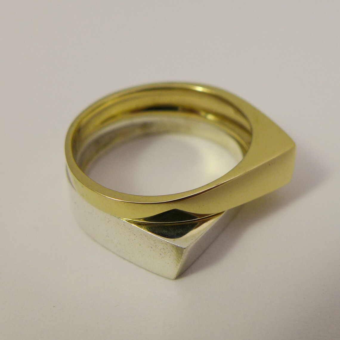 Geometric Gold Rings Set Unique Wedding Rings Set 14K / 18K Etsy
