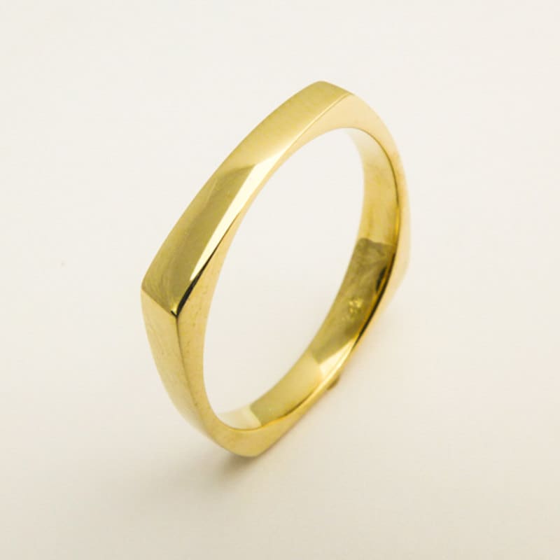 14K / 18K Solid Gold Square Wedding ring Geometric Wedding | Etsy