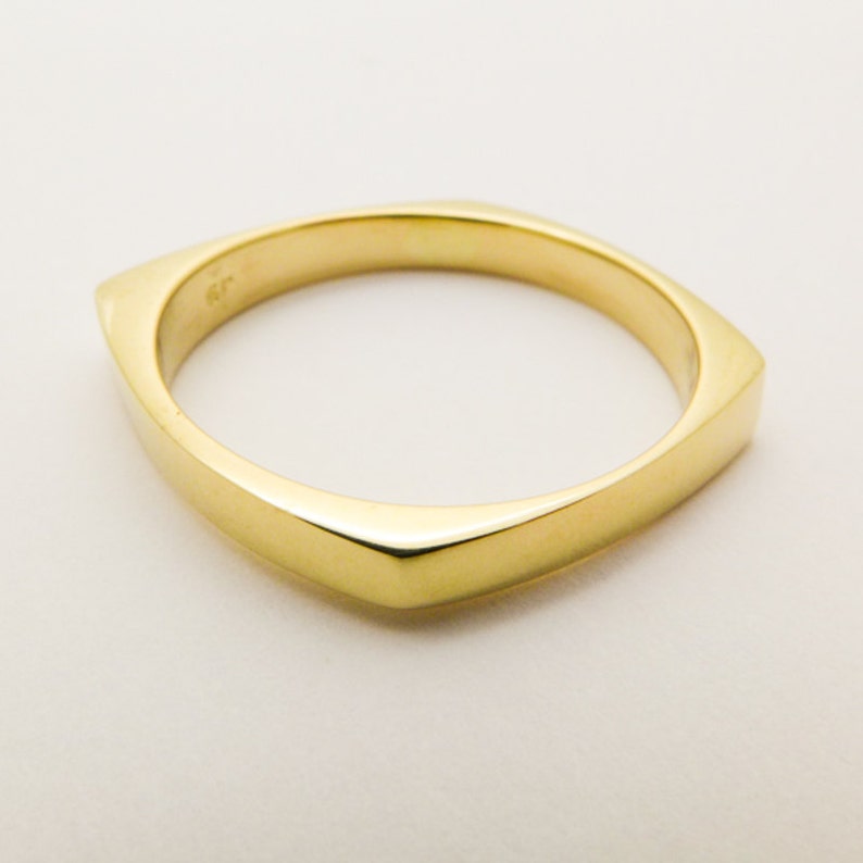 14K / 18K Solid Gold Square Wedding Ring Geometric Wedding Etsy