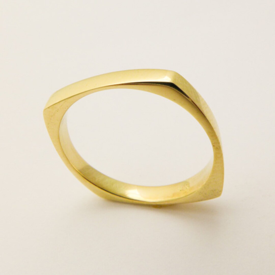 14K / 18K Solid Gold Square Wedding Ring, Geometric Wedding Band Ring