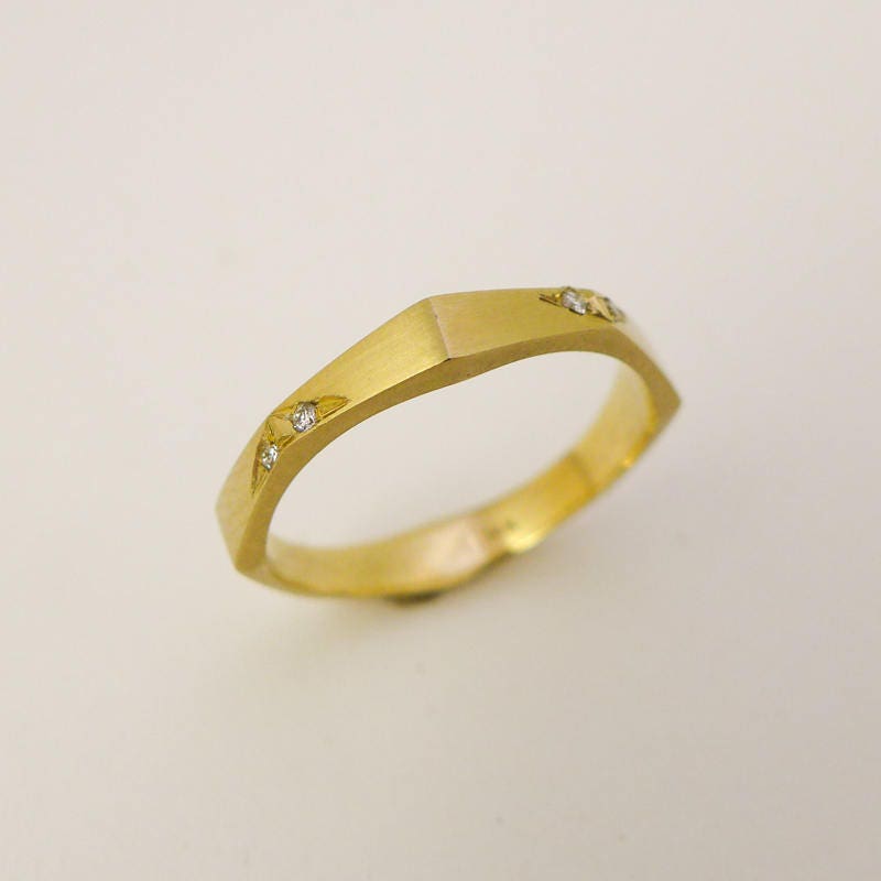Geometric Wedding Ring for Men and Women 14K / 18K Solid Gold | Etsy