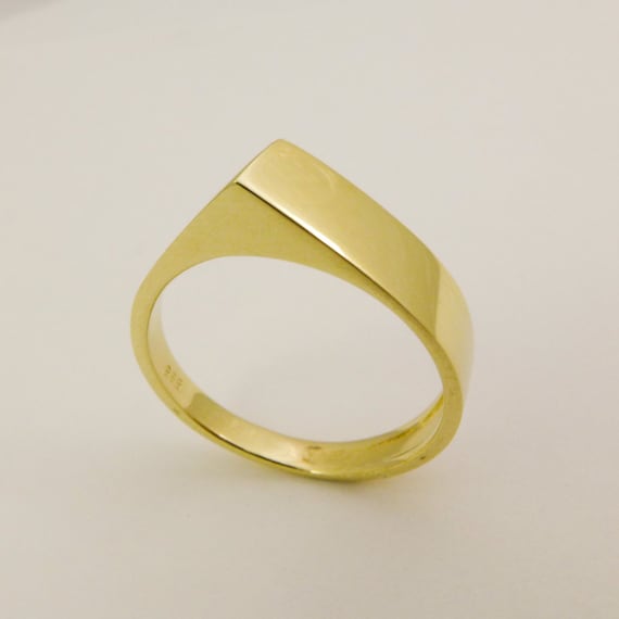 Men's 14k Yellow Gold Square CZ Ring - Invisible Set Cubic Zirconia Ring For Men, Size 8, Handcrafted In USA