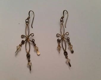 Vintage Sterling Chandelier Earrings Crystal Dangle