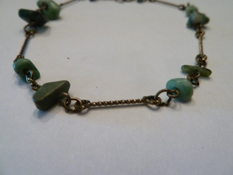 Vintage Green Natural Stone Gold Bracelet Jewelry Spring Etsy