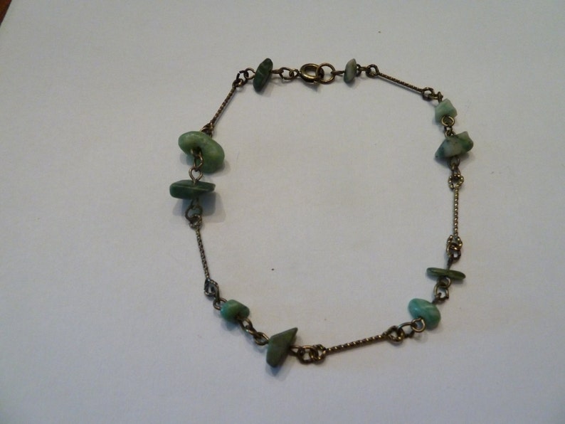 Vintage Green Natural Stone Gold Bracelet Jewelry Spring Etsy