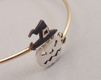 Halloween Cuff Bracelet Autumn Jewelry Sterling Silver 925 Pumpkin Bracelet jack-o-lantern Gift for Halloween Night Geek Fashion Jewelry