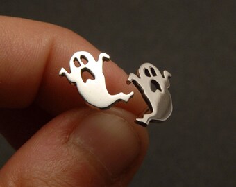 Ghost Stud Earrings Halloween Jewelry Gift for Halloween Funs Sterling Silver 925 Funny Cool Halloween Gift Idea