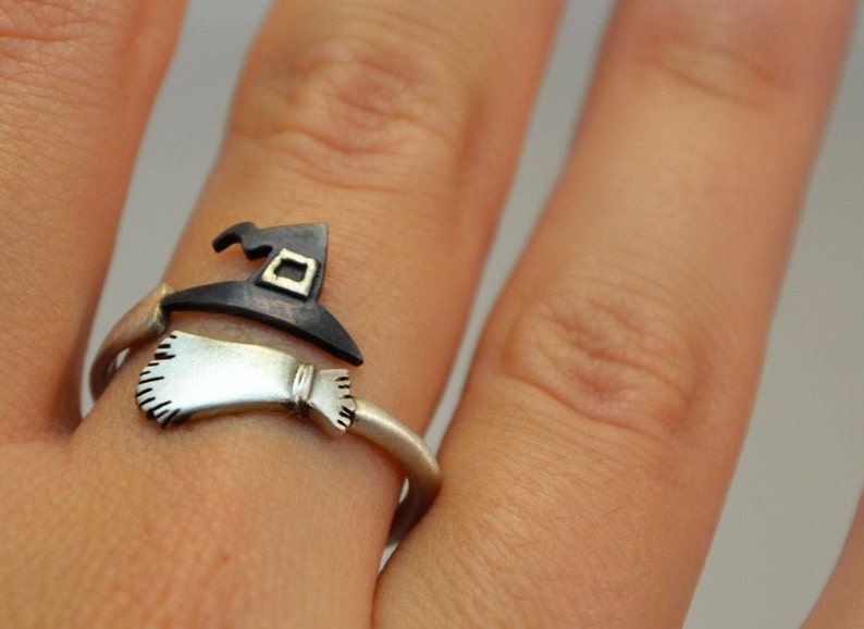 Ring Wizard Witche's Broom and Hat Ring Sterling Silver Etsy