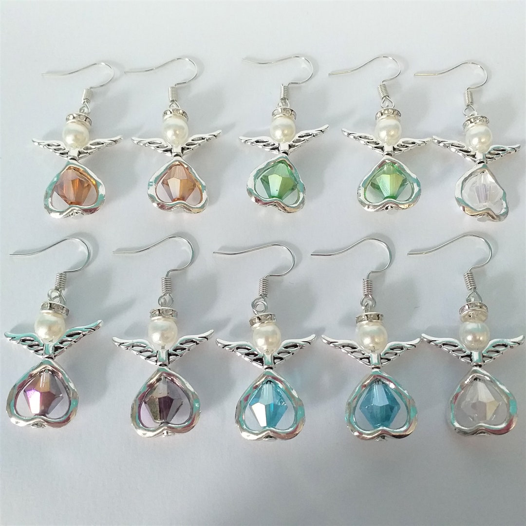 Boucles D'oreilles Argentées Motif Ange - Neuves Avec étiquettes