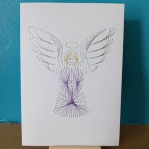 Beautiful Angel Hand Stitched Christmas or Greeting Card- choose colour - can be personalised