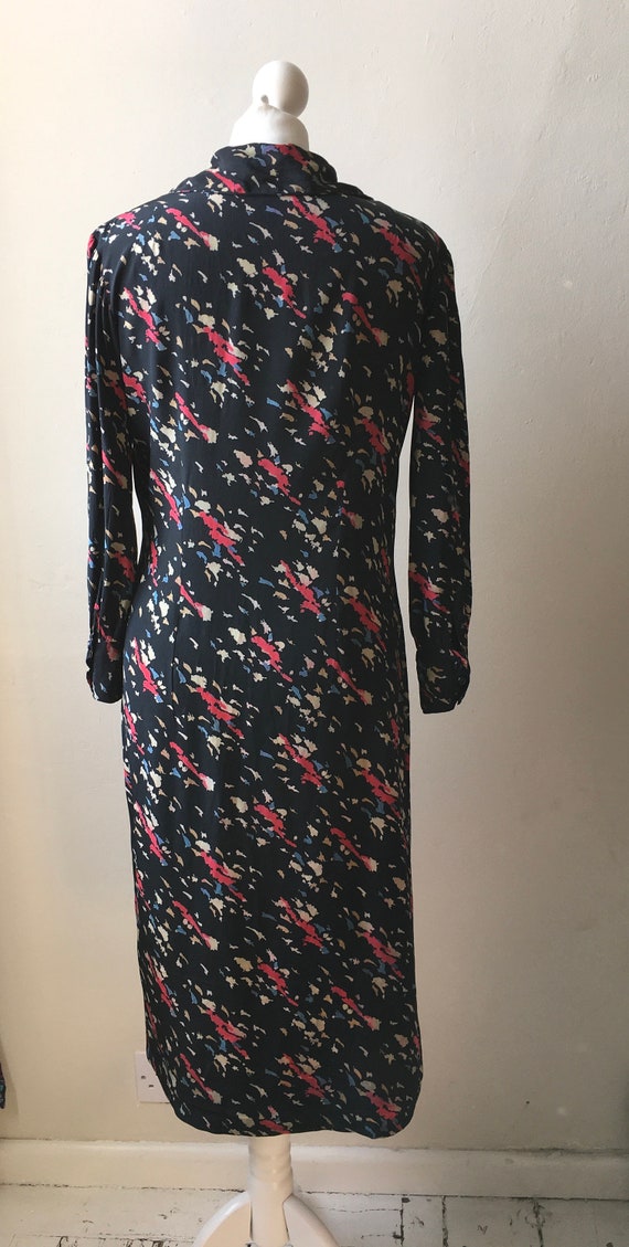 Vintage 1940s 1950s abstract patterned dark navy … - image 5