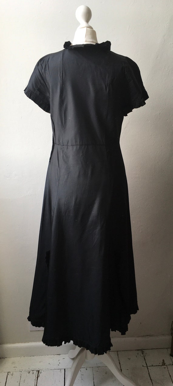 Vintage 1930s black taffeta short sleeve afternoo… - image 6