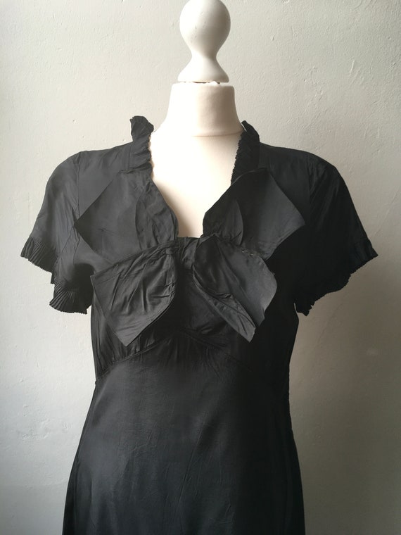 Vintage 1930s black taffeta short sleeve afternoo… - image 2