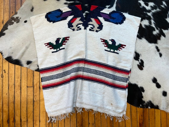 Vintage Mexican blanket poncho - image 1