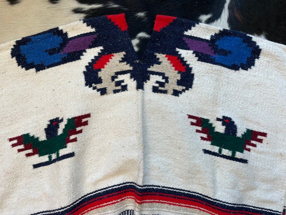 Vintage Mexican blanket poncho - image 4