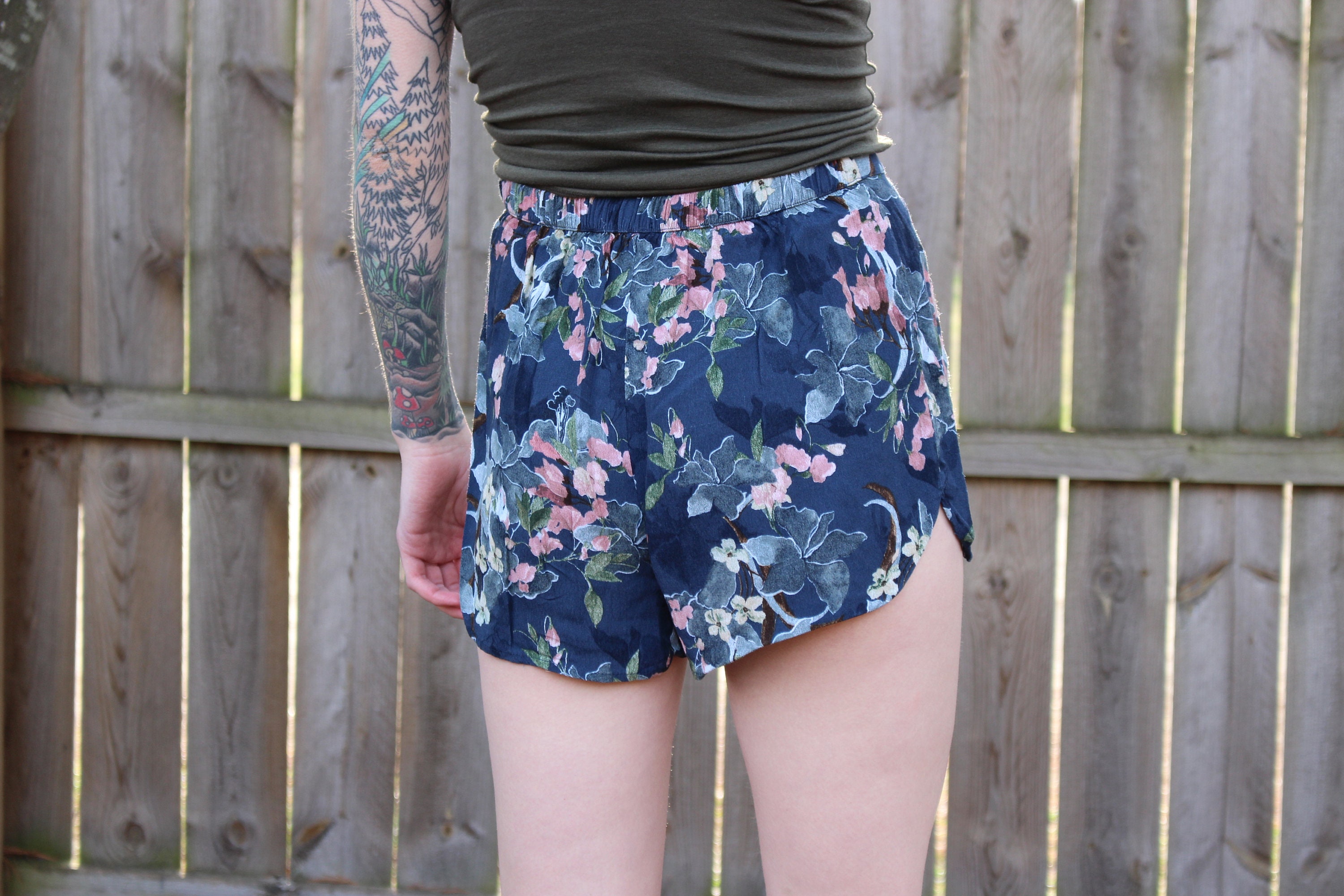 VTG 80s Dainty Navy Blue Floral Print Flowy High Waisted | Etsy