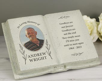 Personalised Botanical Memorial Photo Upload Resin Book by Cellini Designs