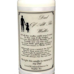 Father of the Bride Personalised Wedding Memorial Absence Poem candle
