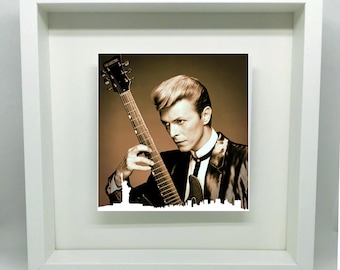 David Bowie Sepia Guitar Photo - USA - Shadow Box Frame Original Limited Edition