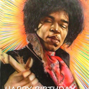 Jimi Hendrix, Hey Jo, personalisierte Grußkarte für jeden Anlass von Cellini Designs
