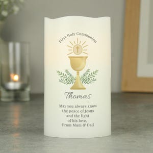 Personalised First Holy Communion LED Candle by Cellini Candles