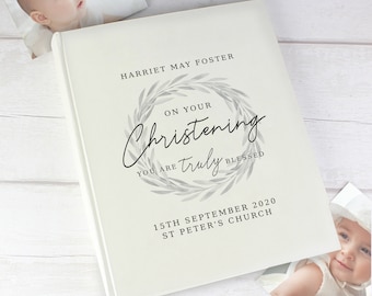 Personalised 'Truly Blessed' Baptism /Christening or Naming Day Album With Tissue Interleaved Pages.