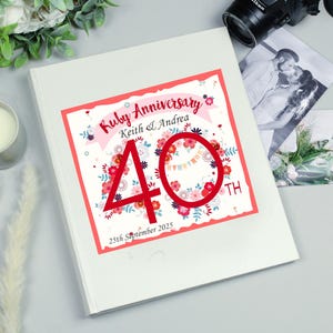 Personalised 40th Ruby Wedding Anniversary Photo Album by Cellini Designs