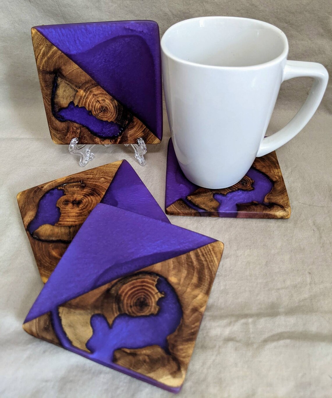 Reclaimed Wood & Epoxy Coasters Etsy