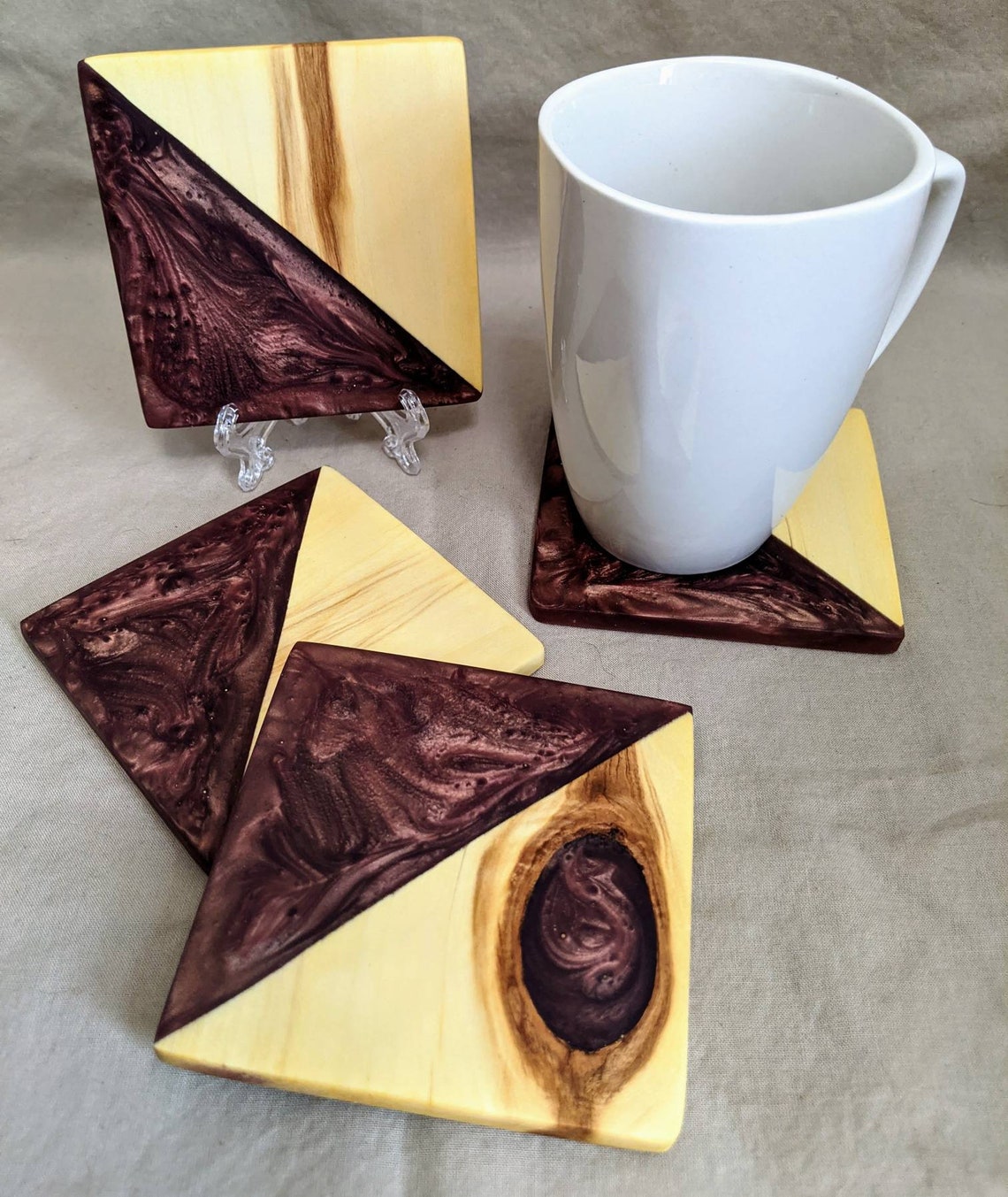 Reclaimed Wood & Epoxy Coasters Etsy