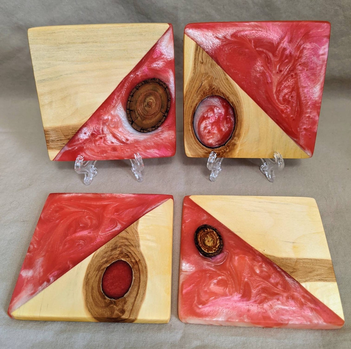 Reclaimed Wood & Epoxy Coasters Etsy