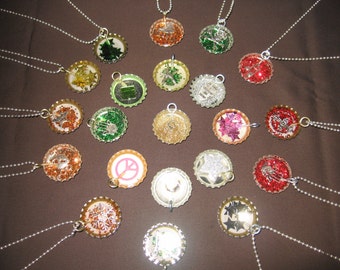 Resin Covered Bottle Cap Charm Necklace