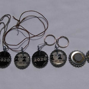 St Just Got Real Bottle Cap Necklace, Magnet, Key Chain and Pin image 6