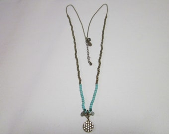 Beaded Necklace With Diamond Pendant