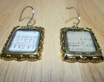 Sheet Music Pendant Earrings