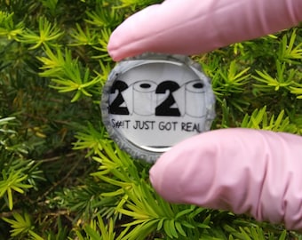 S#!t Just Got Real Bottle Cap Necklace, Magnet, Key Chain and Pin