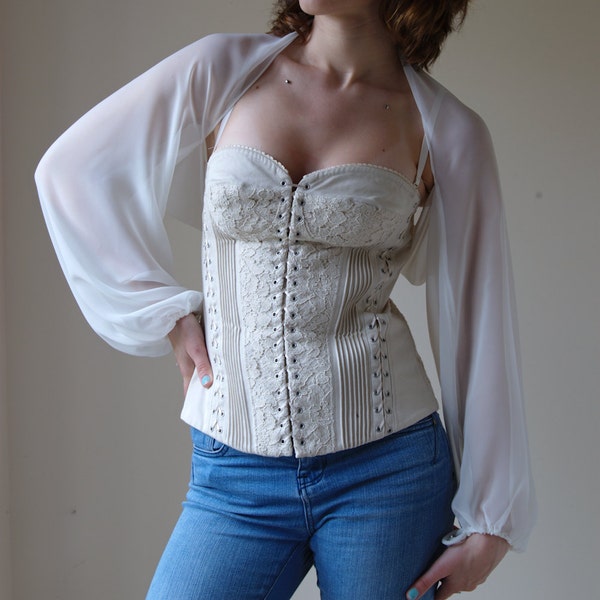 Chiffon Georgette pure Bolero Wrap Bolero Lange Bell mouwen losse pasvorm