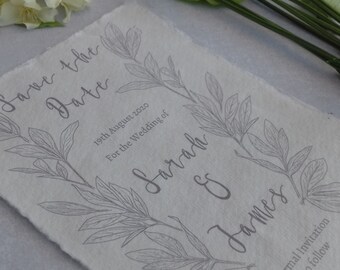 Botanische illustriert Save The Date Karten. Botanische/Blatt/Blätter/Pfingstrose/Pfingstrosen/Illustration/Garten/Natur/rustikal/Hochzeit Karten & Einladungen