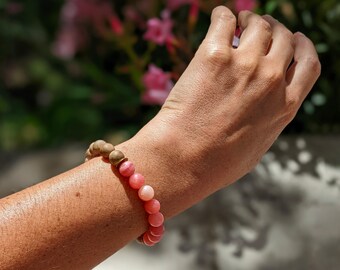 BALI bracelet | rhodochrosite pearls and phoebe wood