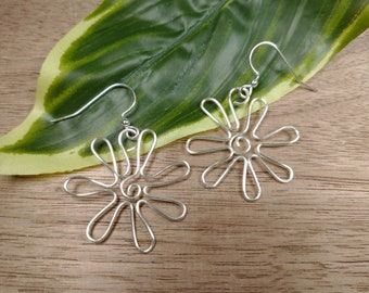Wire Spiral Flower Earrings