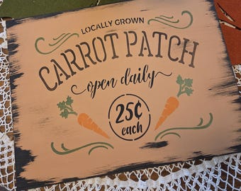 Carrot patch sign fall autumn decor gardener gift vintage Easter farmers market farmhouse sign decor rustic handpainted