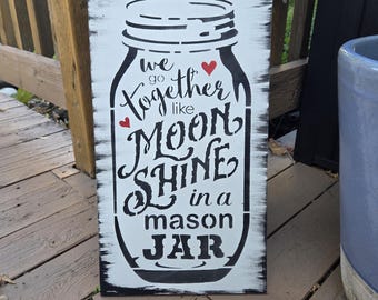 Hillbilly sign redneck love gift for men for her for husband boyfriend country moonshine in a mason jar funny gag gift wedding