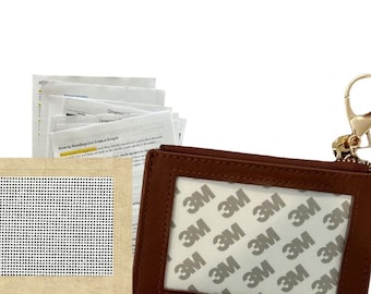 Leather Card Wallet Needlepoint Kit - Self Finishing DIY Needlepoint Kit (with canvas) or Just wallet with 3M Tape